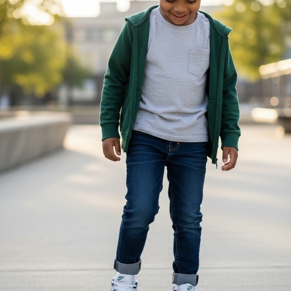Nike Kids Sneakers White and Green - Picture 2 of 2